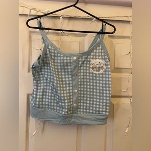 Hot Topic Cinnamoroll Blue Plaid Crop Top